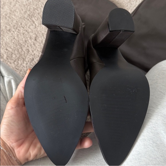 Steve Madden bixby chocolate brown leather heel knee high boots western 8 - Picture 4 of 8